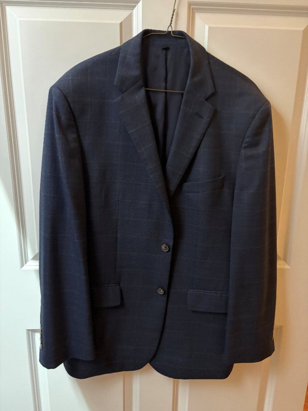 Jos. A Bank Navy Suit with Windowpane Pattern
